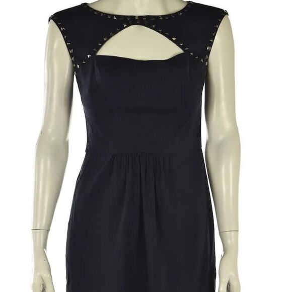 Rebecca Taylor black linen blend knee length studded shift dress size 6
 b28 - Picture 6 of 7